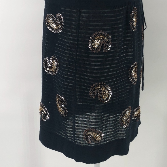 Nanette Lepore Black Gold Beaded Top M - Picture 5 of 8